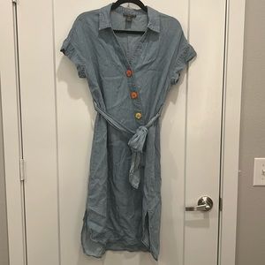 Denim teacher dress with colorful buttons. Size medium. Never worn!
